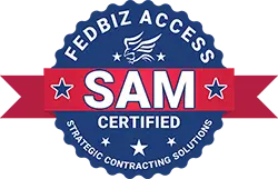 Fedbiz Sam Certified Badge Small on Footer Logo